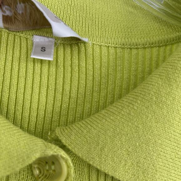 Emilia George Lime Green Eliza Button-Up Cardigan Womens SMALL Maternity Ribbed - Picture 8 of 12